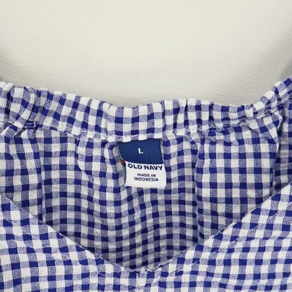 Old Navy Gingham Plaid Tiered Babydoll Cottagecore Long Sleeve Blouse Sz Large - Picture 3 of 7